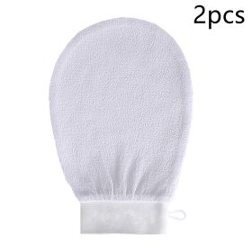 Rayon Viscose Fiber Medium Fine Sand Exfoliating Bath Gloves (Option: White-2PCS)